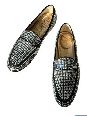 Sam Edelman Black Crystal-Embellished women  Loafers